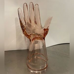 Pink glass ring tree